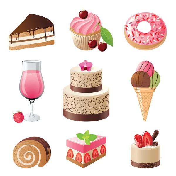 Sweets and candies icons set — Stock Vector