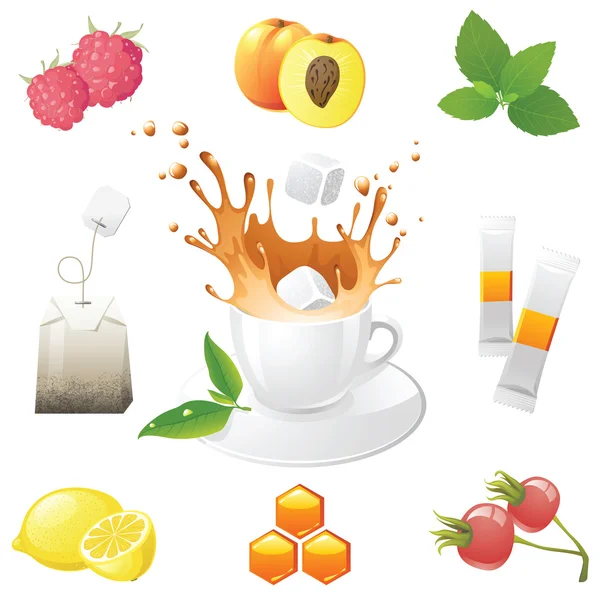 Icone del tè — Vettoriale Stock