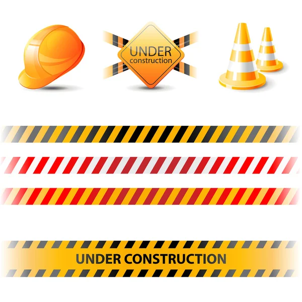 Under construction ribbons and design elements — Stock Vector