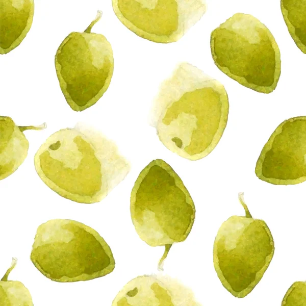 Modèle d'olives aquarelle — Image vectorielle
