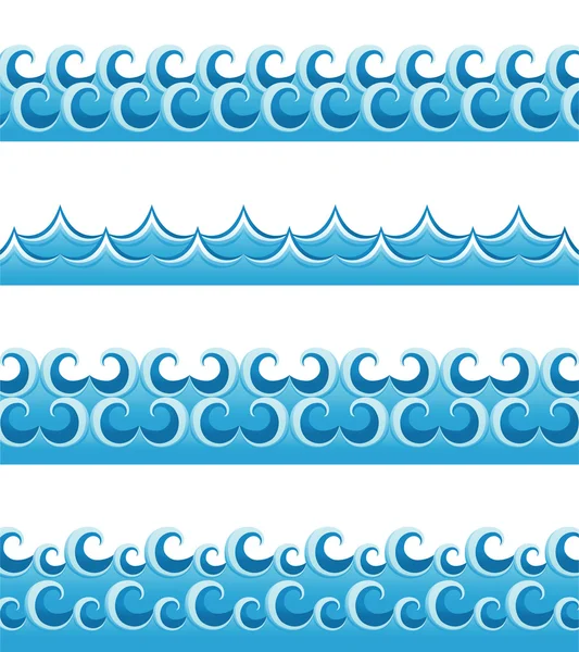 Fronteras de olas marinas — Vector de stock