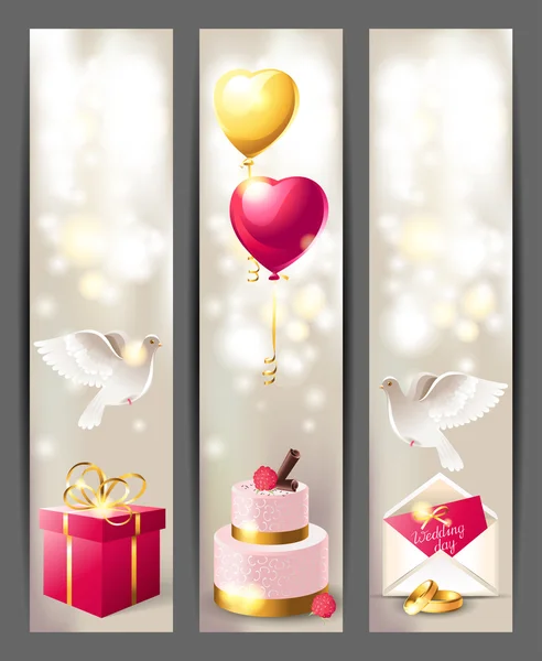 Banners de casamento — Vetor de Stock