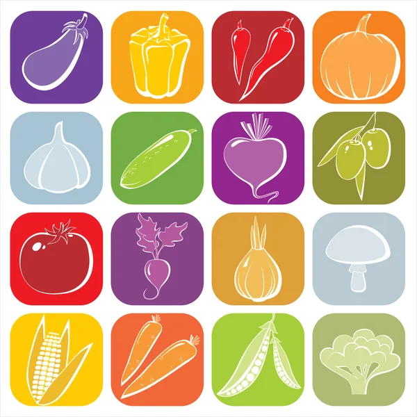 Iconos de verduras de una línea — Vector de stock