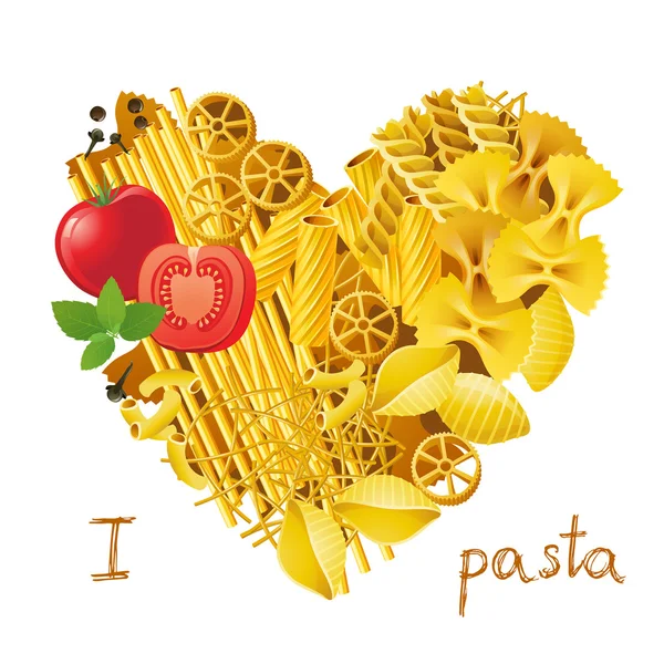 Heart made from pasta — Stock Vector