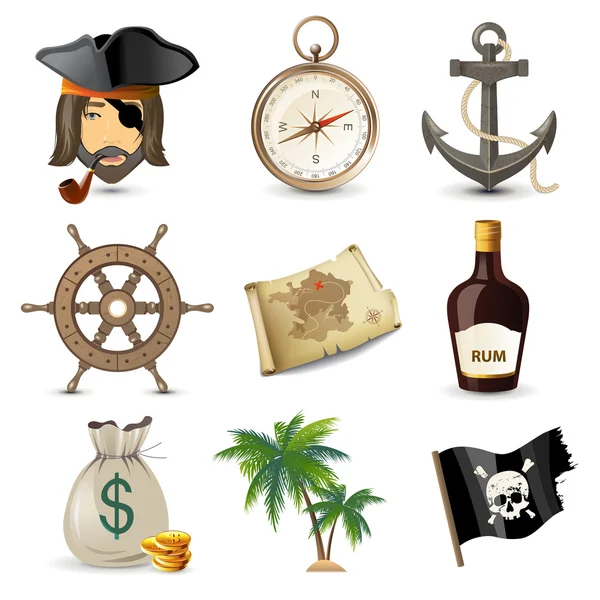 Iconos piratas — Vector de stock