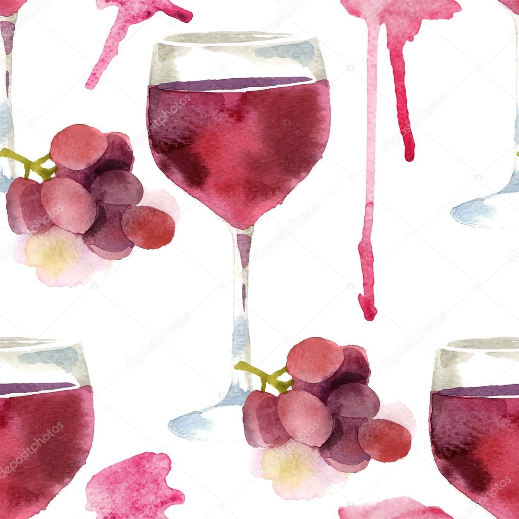 watercolor wine seamless