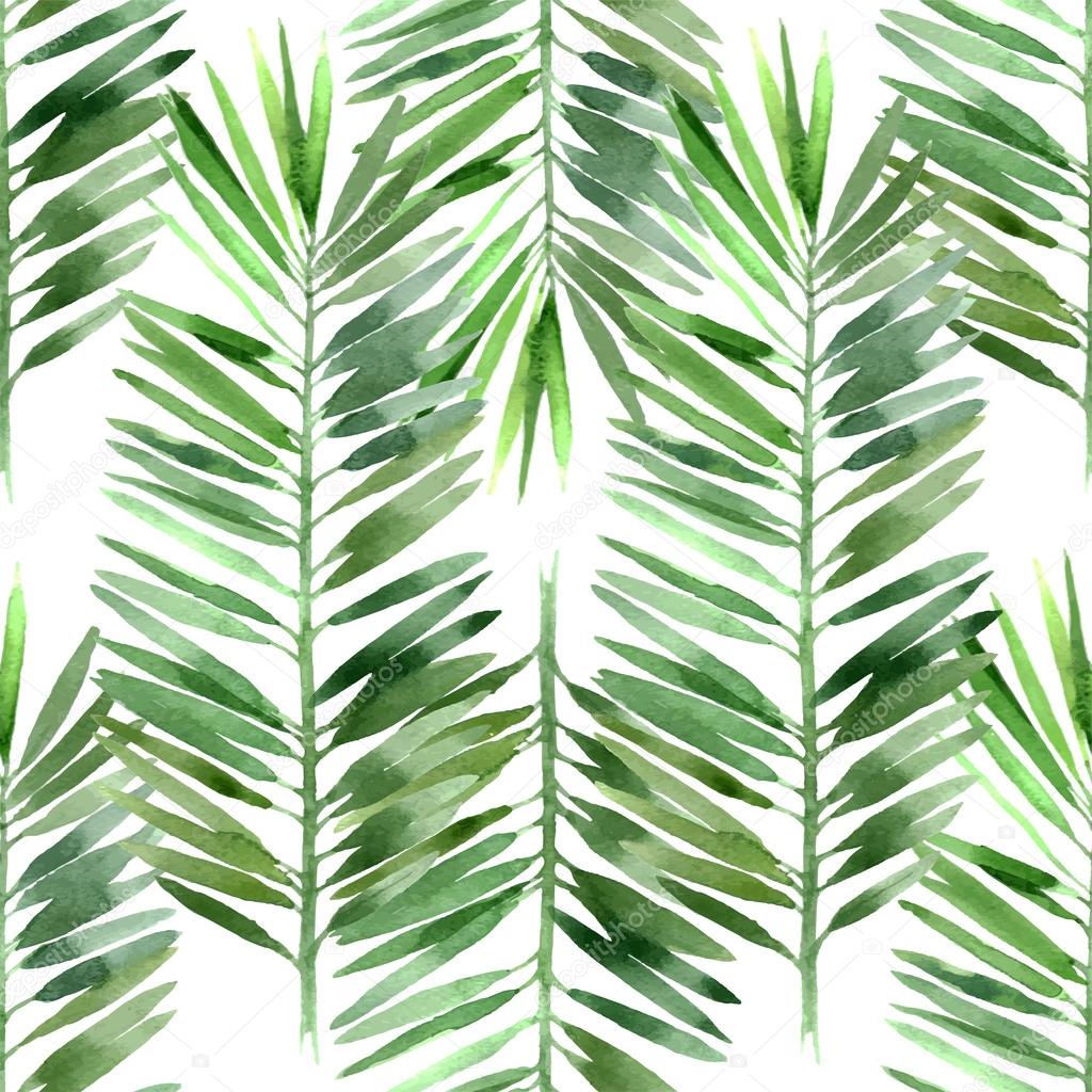 watercolor palm tree leaf seamless