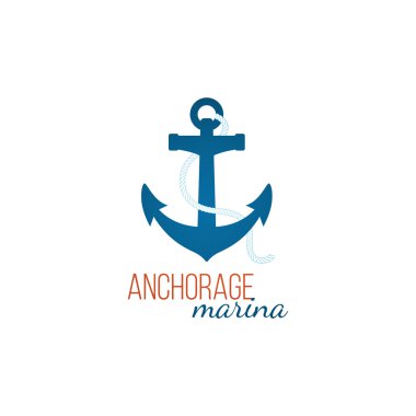 Anchorage marina logo template with anchor clipart