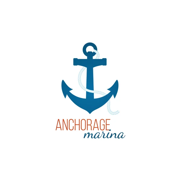 Anchorage marina logo template with anchor — Stock Vector