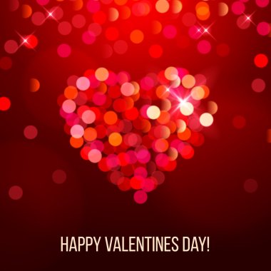 Valentines day card with bokeh heart