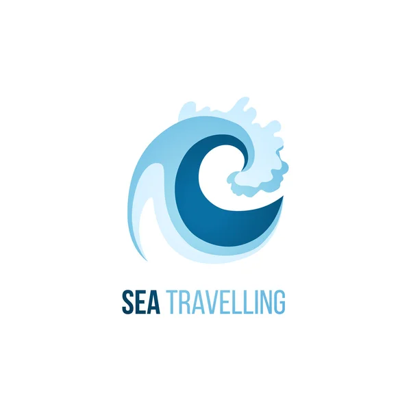 Modèle de logo de mer émerveillement avec vague — Image vectorielle