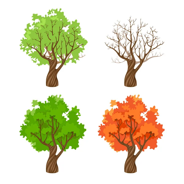 Baum zu vier Jahreszeiten — Stockvektor