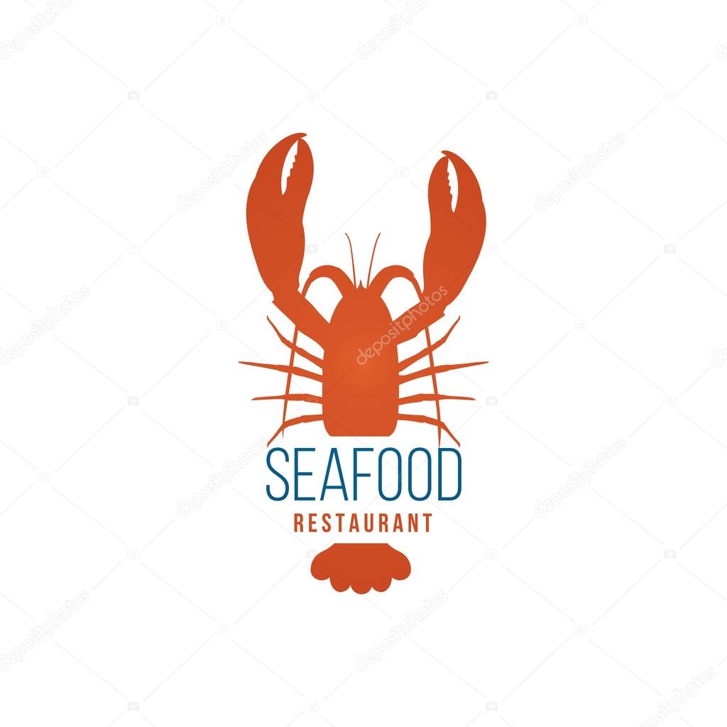 Seafood restaurant logo template with lobster