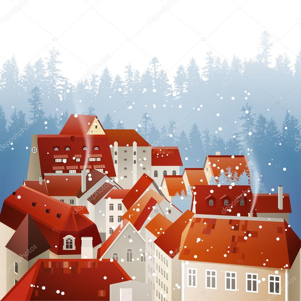 Winter city landscape