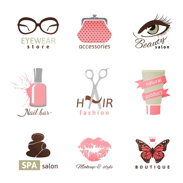 Modelos de logotipo de beleza e moda — Vetor de Stock