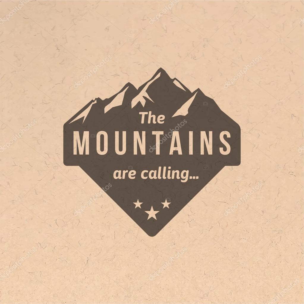 Mountain label with type design in vintage style