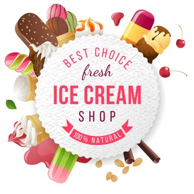 Ice cream shop label with type design clipart
