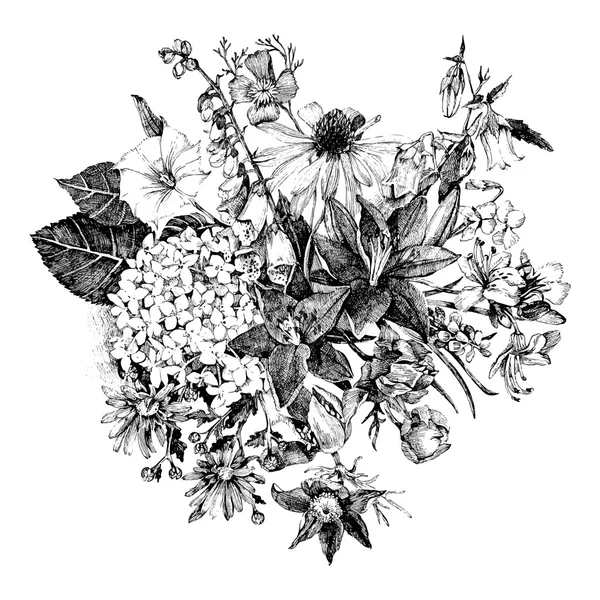 Carte florale dessinée main — Image vectorielle