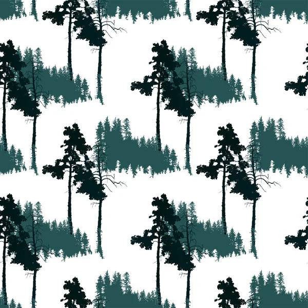 Motif sans couture avec paysage forestier — Image vectorielle