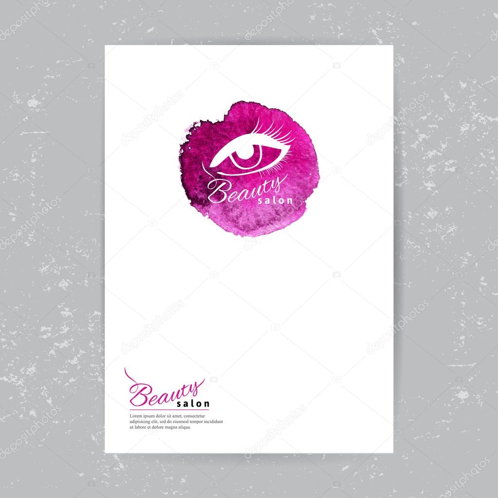 Brochure template with beauty salon logo