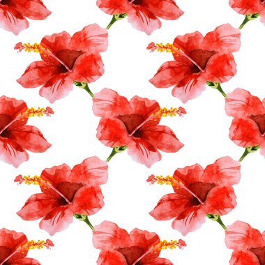 Sorunsuz suluboya hibiscus desen