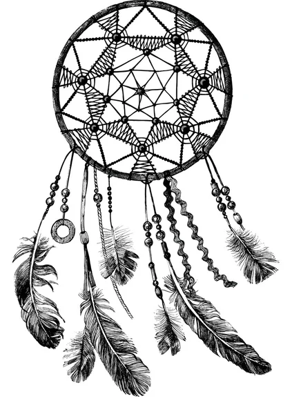 Hand getrokken Indiase dream catcher — Stockvector