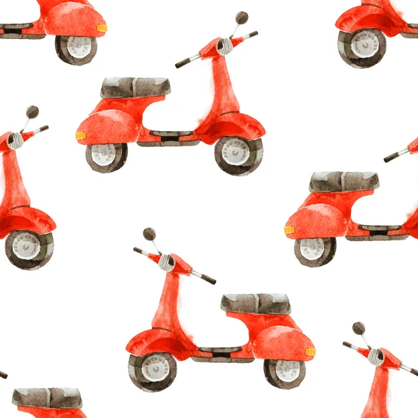 Acquerello modello senza soluzione di continuità con scooter — Vettoriale Stock