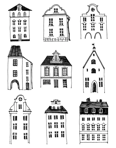 Hand drawn houses — Stock Vector