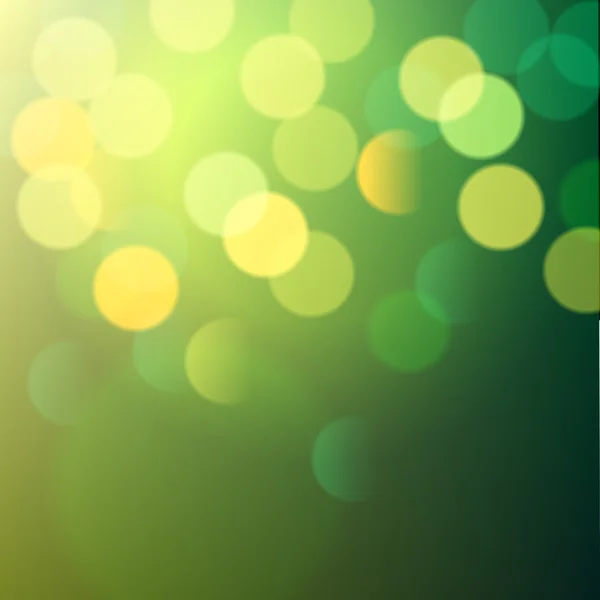Yeşil ve sarı bokeh ışıklar — Stok Vektör