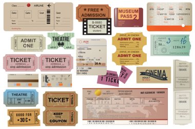 World traveller tickets collection clipart