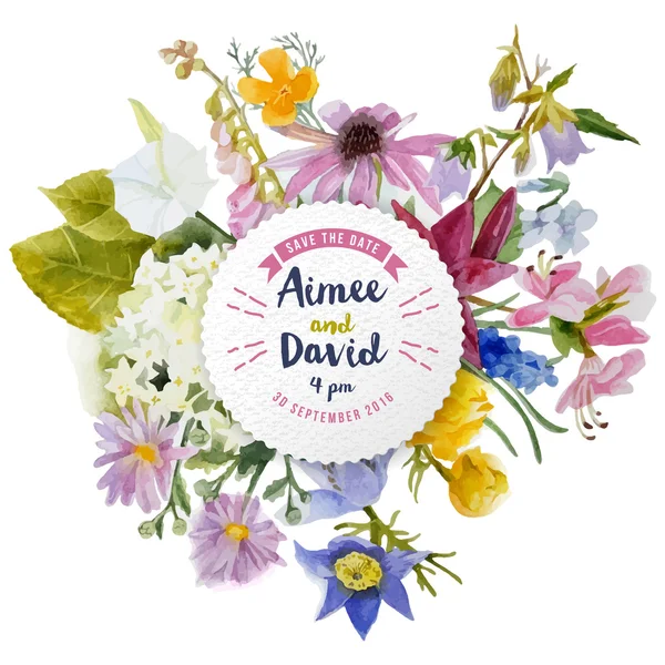 çiçekli düğün davetiye kartı