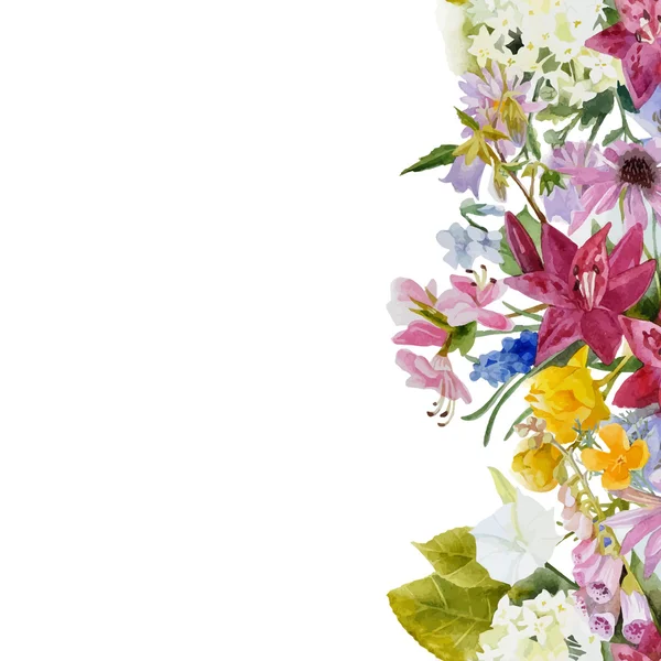 Aquarel floral naadloze grens — Stockvector