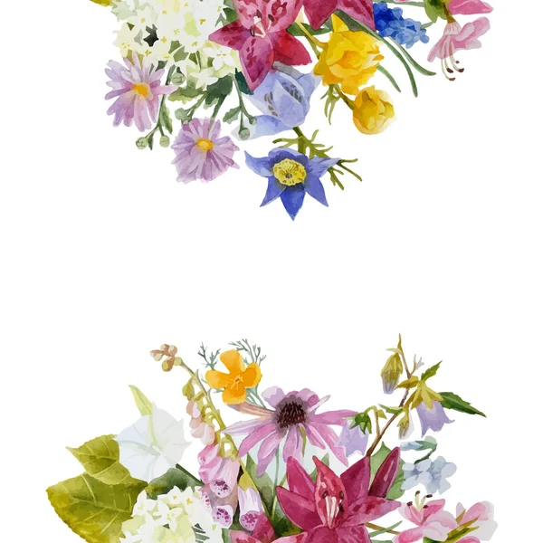 Aquarel floral kaart — Stockvector