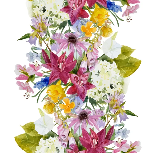 Hand getrokken floral naadloze grens — Stockvector