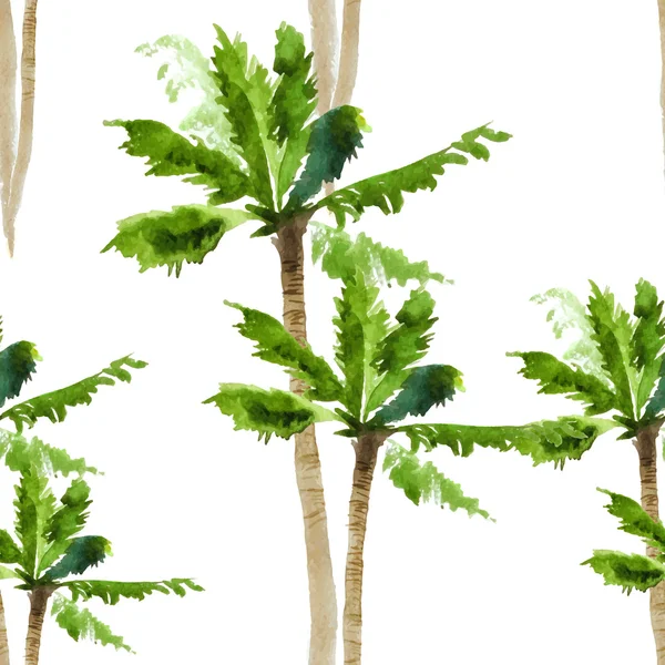 Palm akvarell seamless mönster — Stock vektor