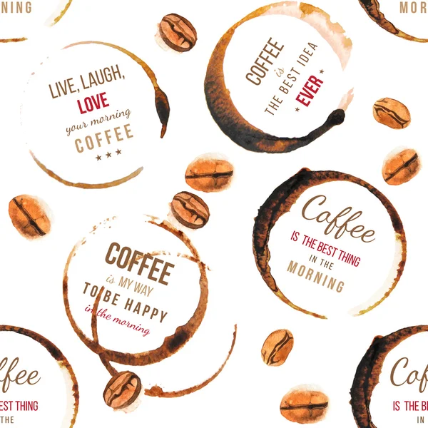Türü tasarımlar seamless modeli ile kahve lekeleri — Stok Vektör