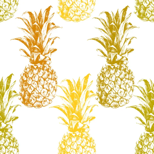 Hand getrokken ananas naadloze — Stockvector