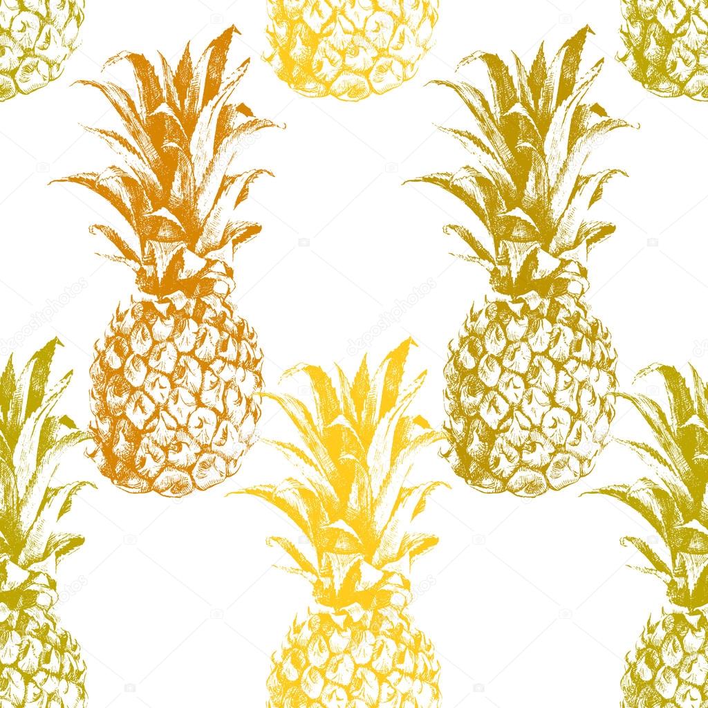 Hand drawn pineapple seamless