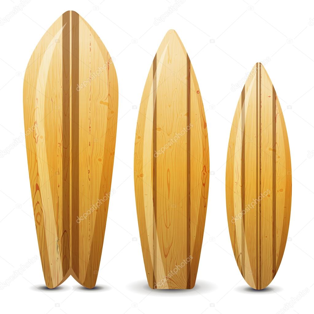 Tablas de surf de madera tablas de surf de madera — Vector de stock