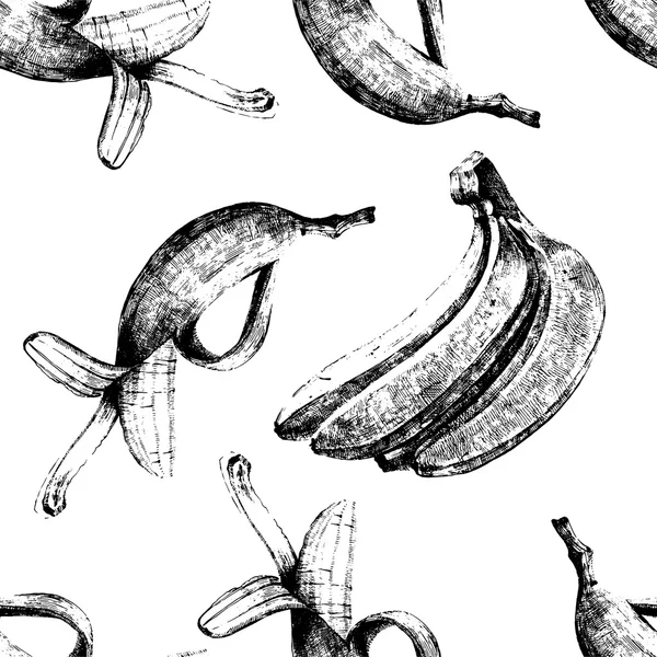 Hand getrokken bananen naadloze — Stockvector