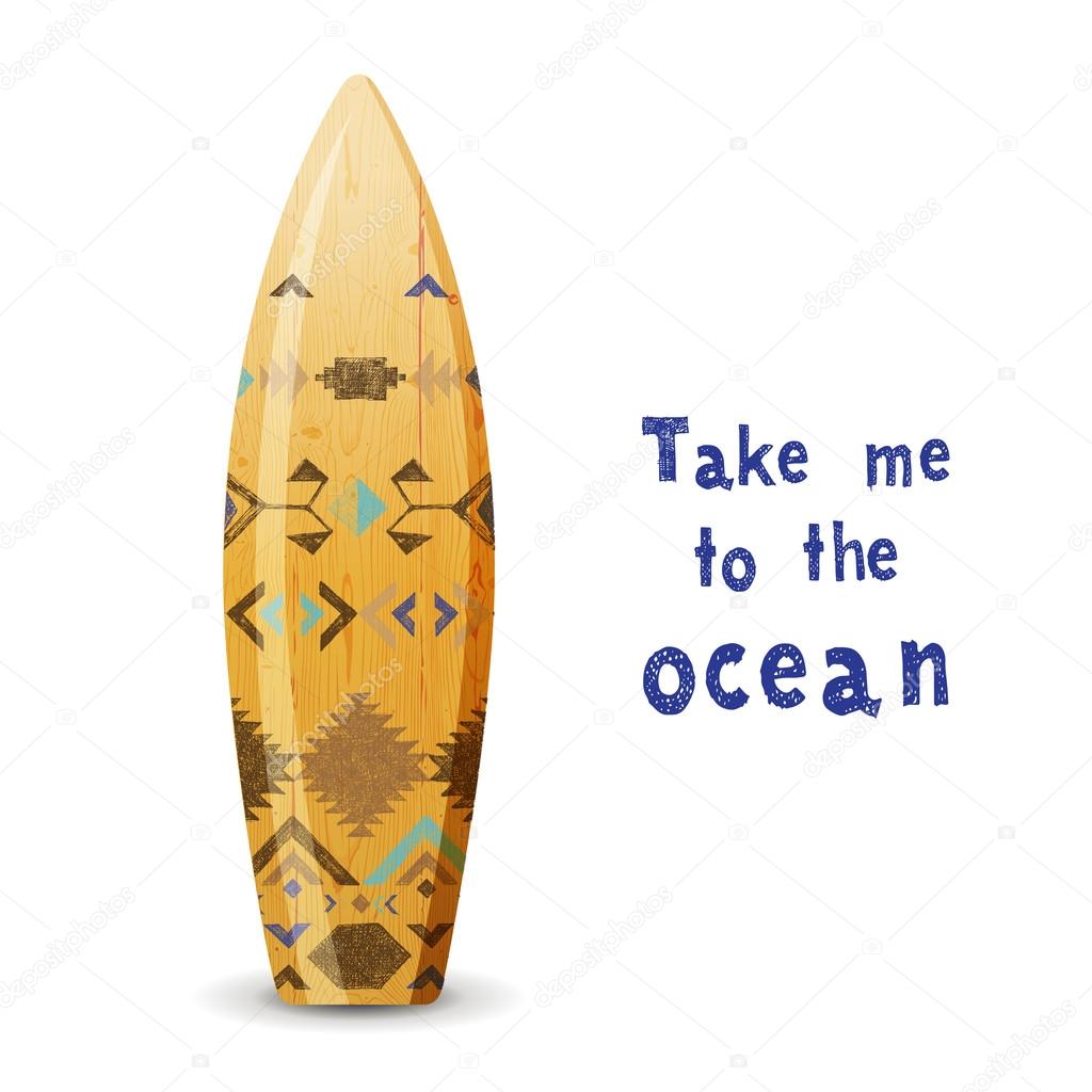 Wooden surf board with tribal ornament Stock Vector Image by ©mart_m