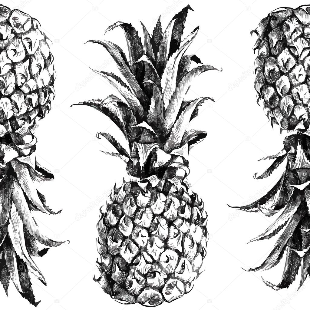 Hand drawn pineapple seamless