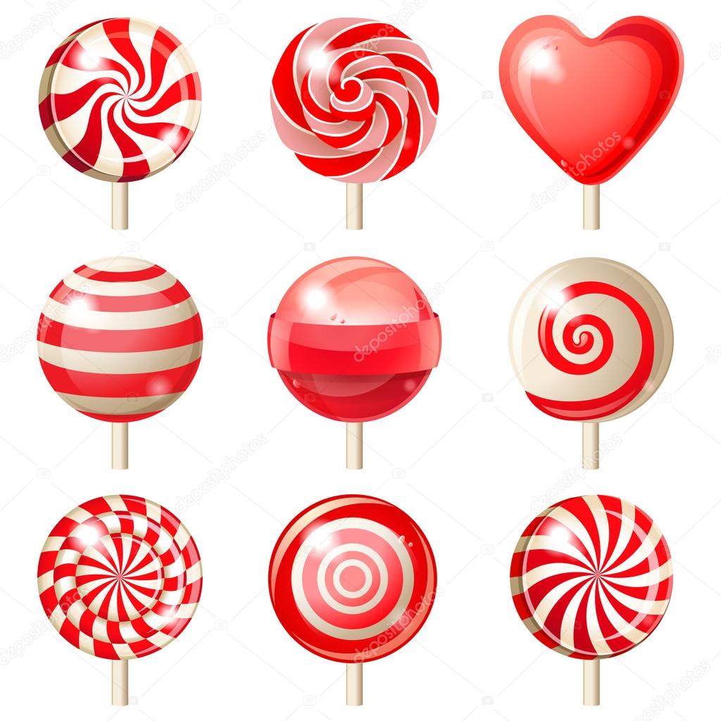Set of red lollipops