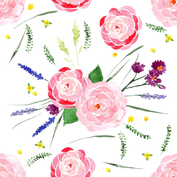 Aquarelle floral sans couture — Image vectorielle