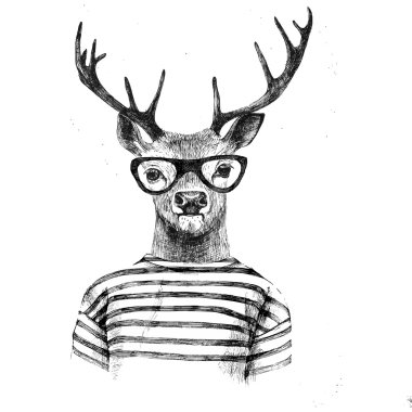 Hand drawn dressed up deer 