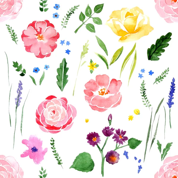 Aquarelle floral sans couture — Image vectorielle