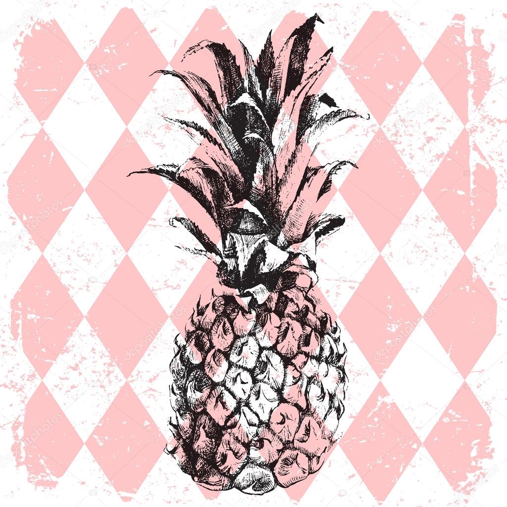 pineapple on rhombus background