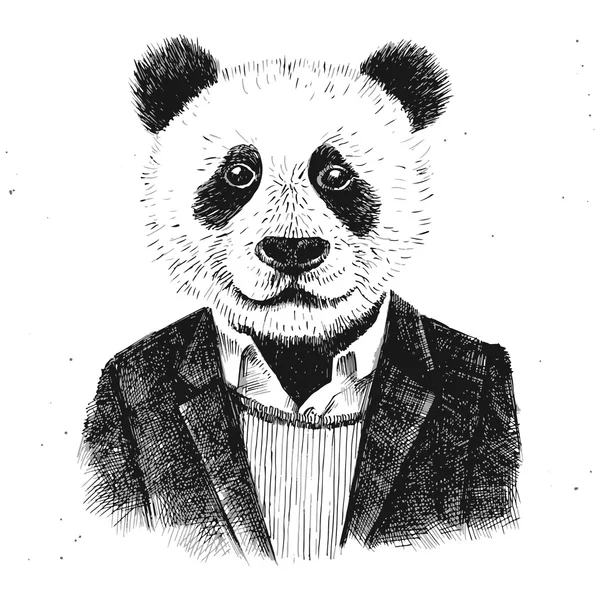 Elle çizilmiş hipster panda kadar giyinmiş 