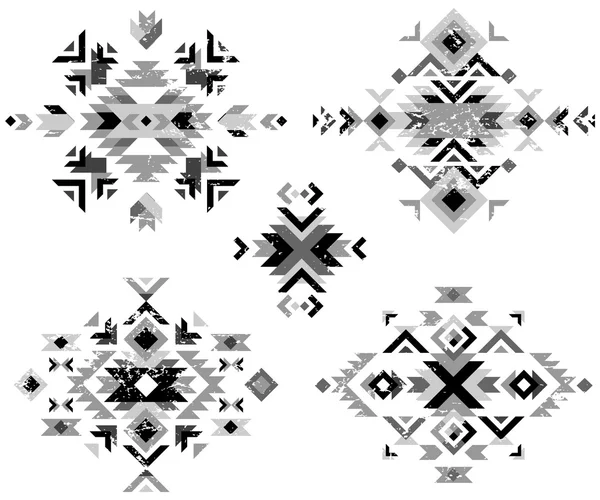 Zwart-wit tribal designelementen — Stockvector