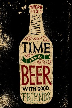 Beer bottle with type design clipart